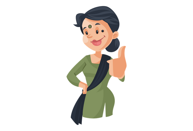 House maid with thumbs up sign Illustration