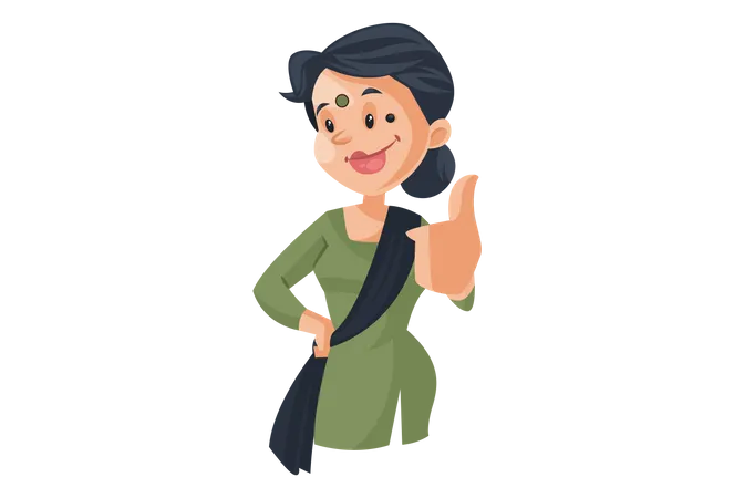 House maid with thumbs up sign Illustration
