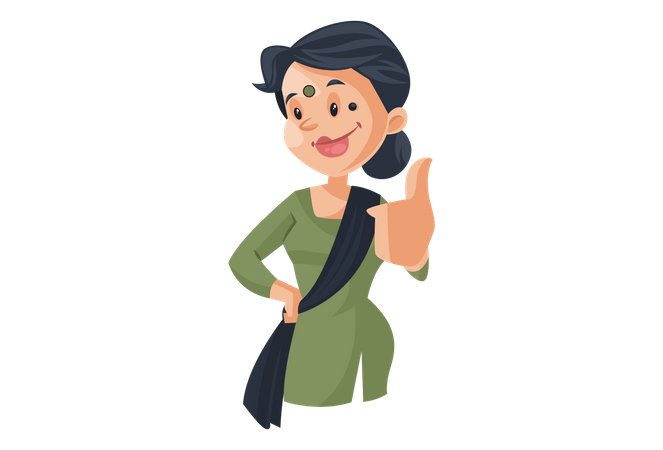 House maid with thumbs up sign  Illustration