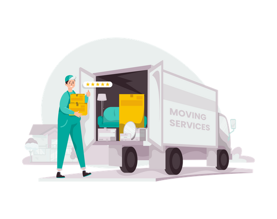House Moving Service Illustration