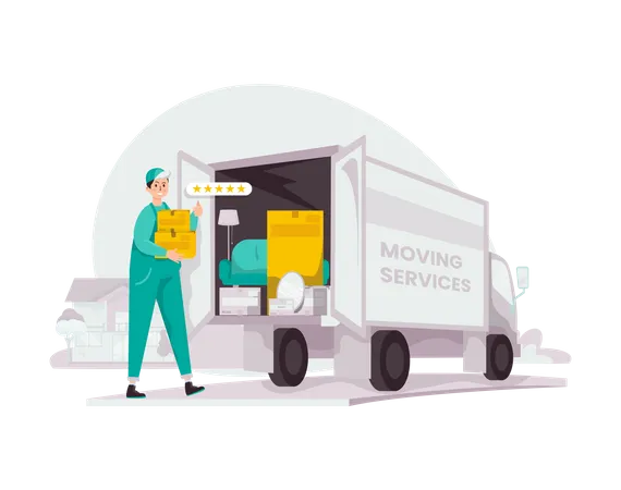 Illustration Of Moving House Services Concept 일러스트레이션
