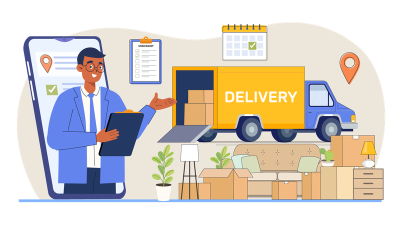 House Moving Service  Illustration