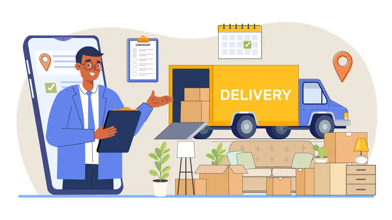 House Moving Service  Illustration