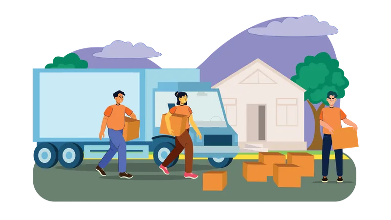 House Moving Service  Illustration