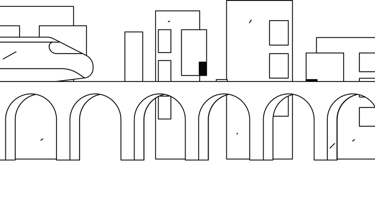 House near metro track  Illustration