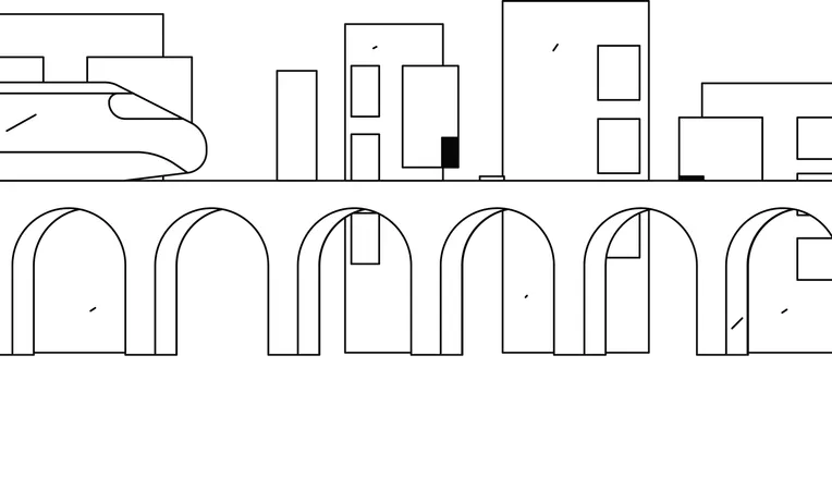 House near metro track  Illustration