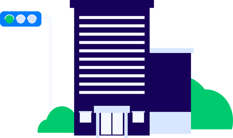 House near traffic light  Illustration
