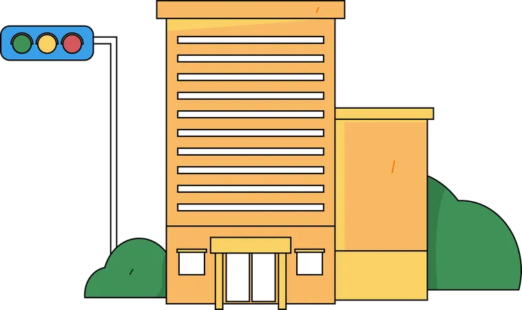 House near traffic light  Illustration