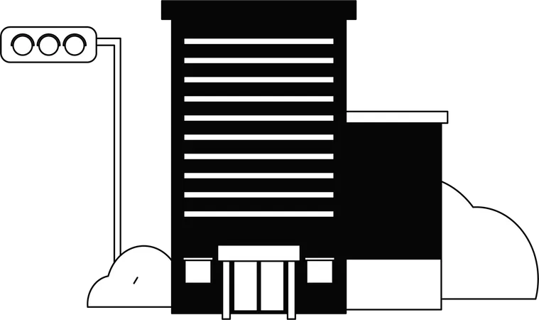 House near traffic light  Illustration