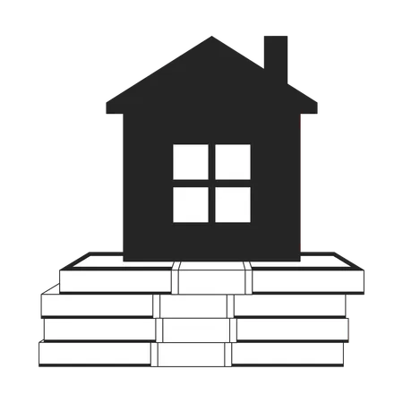 House On Cash Bw Concept Vector Spot Illustration Mortgage For Real Estate 2 D Cartoon Flat Line Monochromatic Objects For Web UI Design Editable Isolated Outline Hero Image Illustration