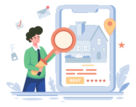 House on rent service  Illustration