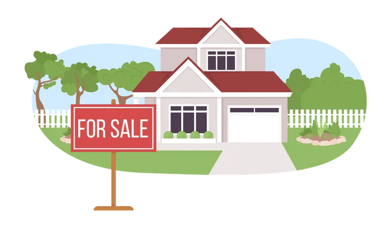Private House Sale 2 D Vector Isolated Illustration Residential Buildings Flat Landscape On Cartoon Background Colorful Editable Scene For Mobile Website Presentation Bebas Neue Font Used 일러스트레이션