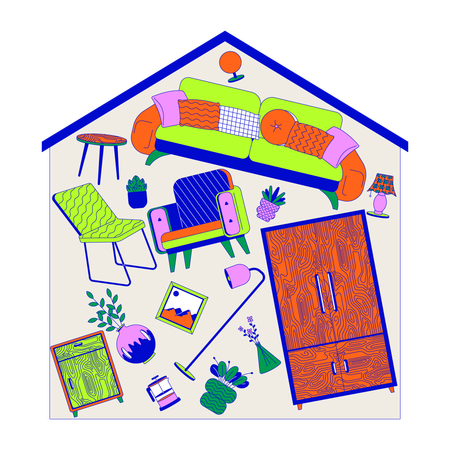House overloaded with belongings  Illustration