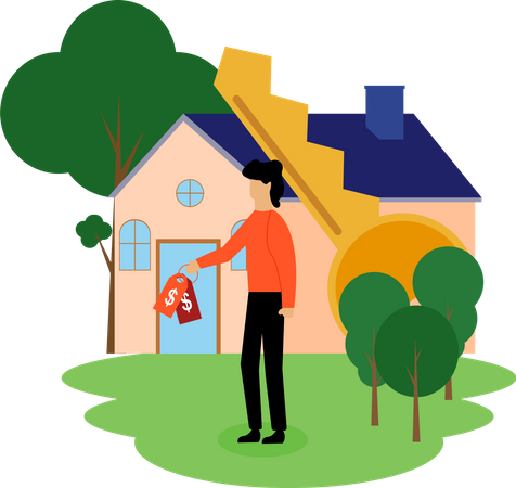 House owner giving key  Illustration