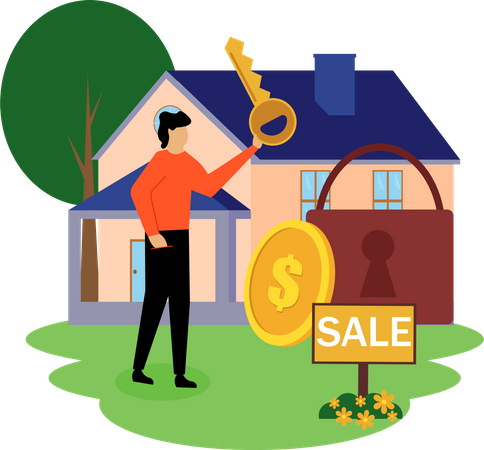 House owner sale for hosue  Illustration