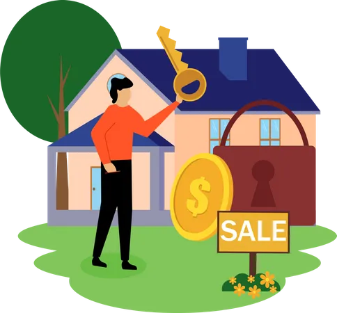 House owner sale for hosue  Illustration