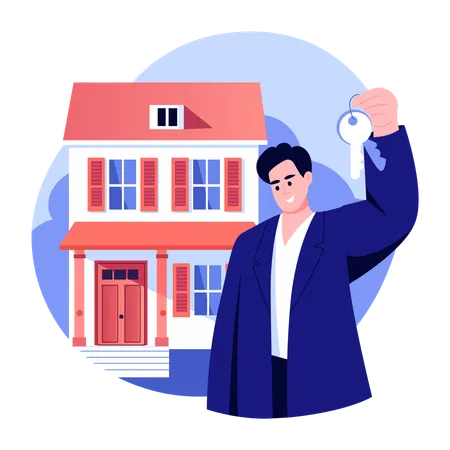 House owner showing home keys  Illustration