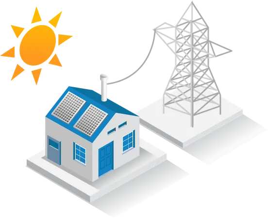 House powered with solar energy  Illustration