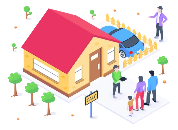 A Modern Isometric Illustration Of A House Sale Illustration