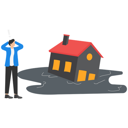 House sinking  Illustration