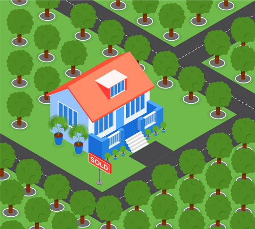 House Surrounded by Trees  Illustration