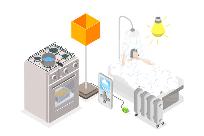 House Technology and Home Electronic Equipment  Illustration