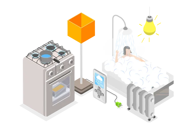 House Technology and Home Electronic Equipment  Illustration