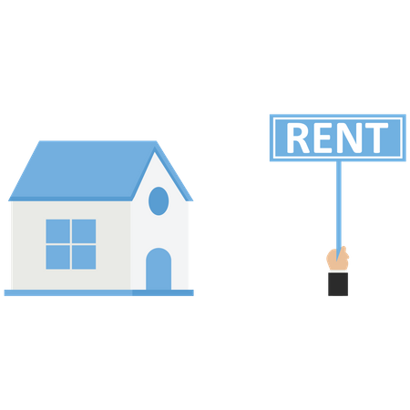 House with a rent sign  Illustration