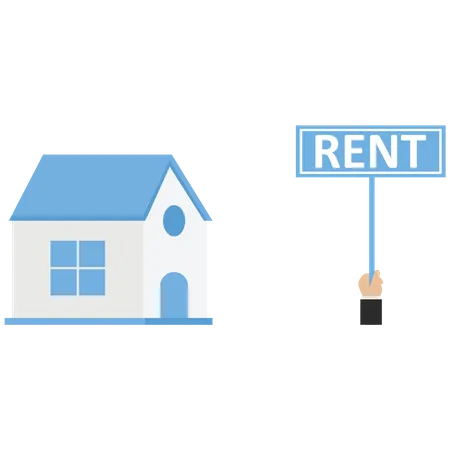 House with a rent sign  Illustration