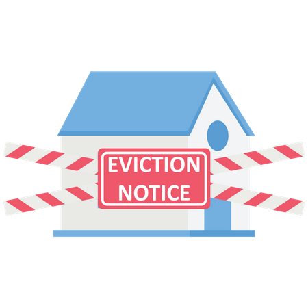 House with an eviction notice sign  イラスト