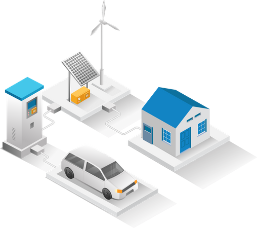 House with electric car charger Illustration