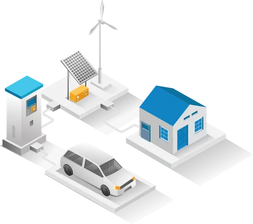 House with electric car charger  Illustration