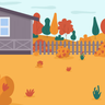 autumn house illustrations