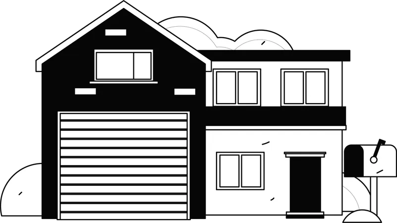 House with mailbox  Illustration