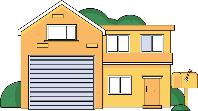 House with mailbox  Illustration