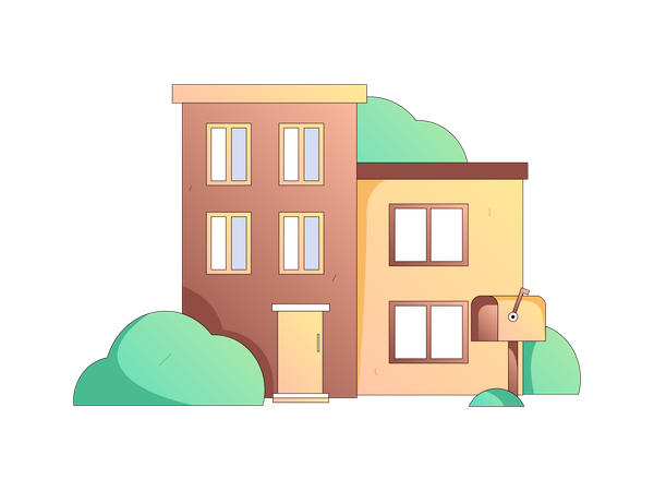 House with mailbox outside  Illustration
