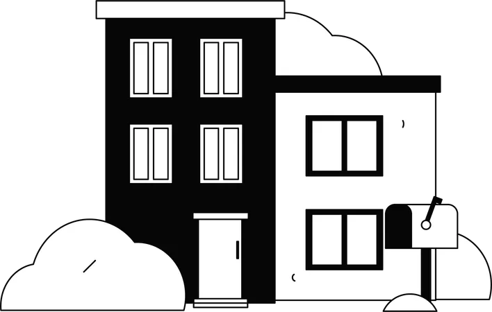 House with mailbox outside  Illustration