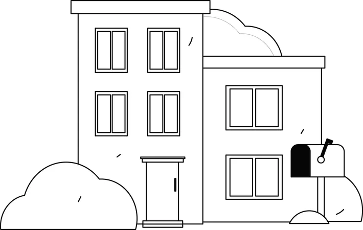 House with mailbox outside  Illustration
