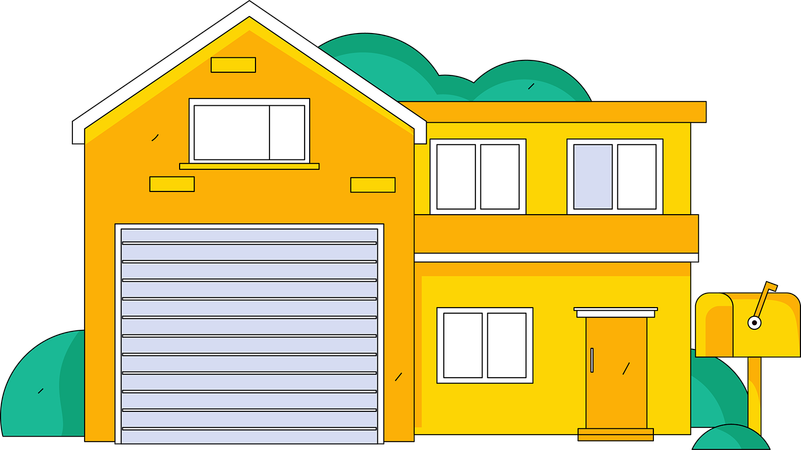 House with mailbox outside  Illustration