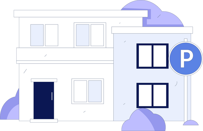 House with parking zone outside  Illustration