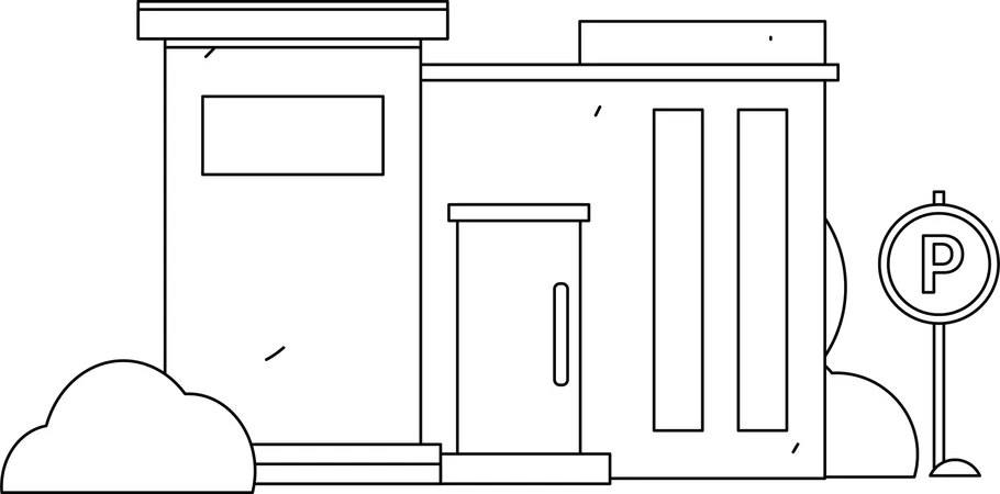 House with parking zone outside  Illustration