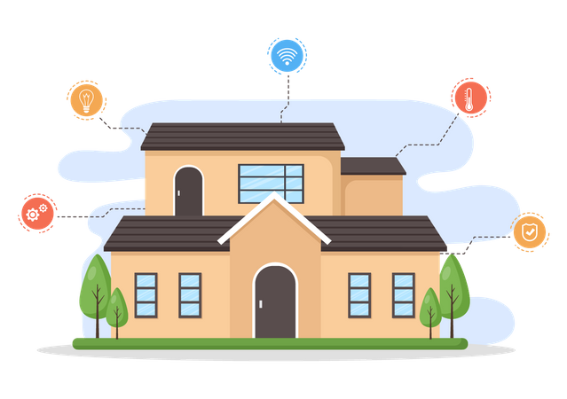 House with smart technology  Illustration