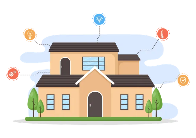 House with smart technology  Illustration