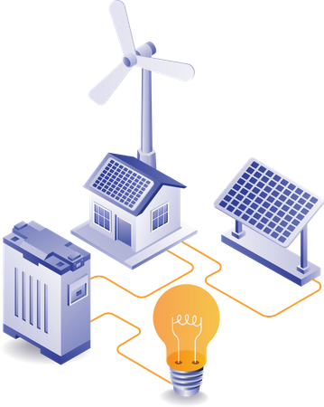 House with solar energy panels  Illustration