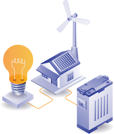 House with solar panel electric energy  Illustration