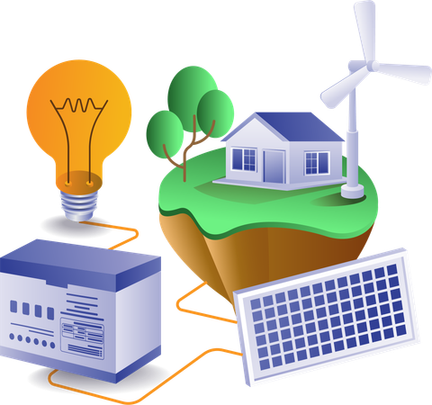 House with solar panel energy  Illustration