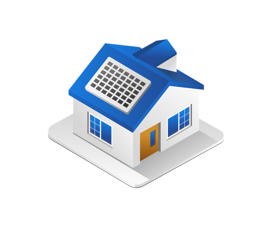 House with solar panels  Illustration