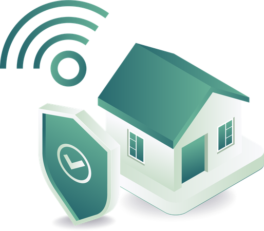 House with wifi network security  Illustration