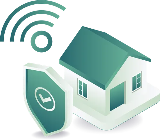 House with wifi network security  Illustration