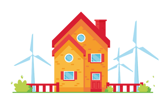 House with wind energy Illustration